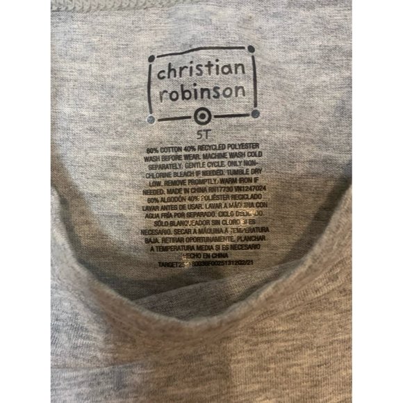 NWT Christian Robinson Toddler Grey Tiger Print Long Sleeve T-Shirt 5T - Picture 3 of 3